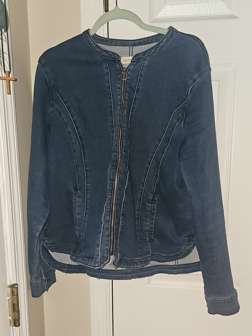 Cactus Vintage Wash Navy Zip-Front Bomber Jacket